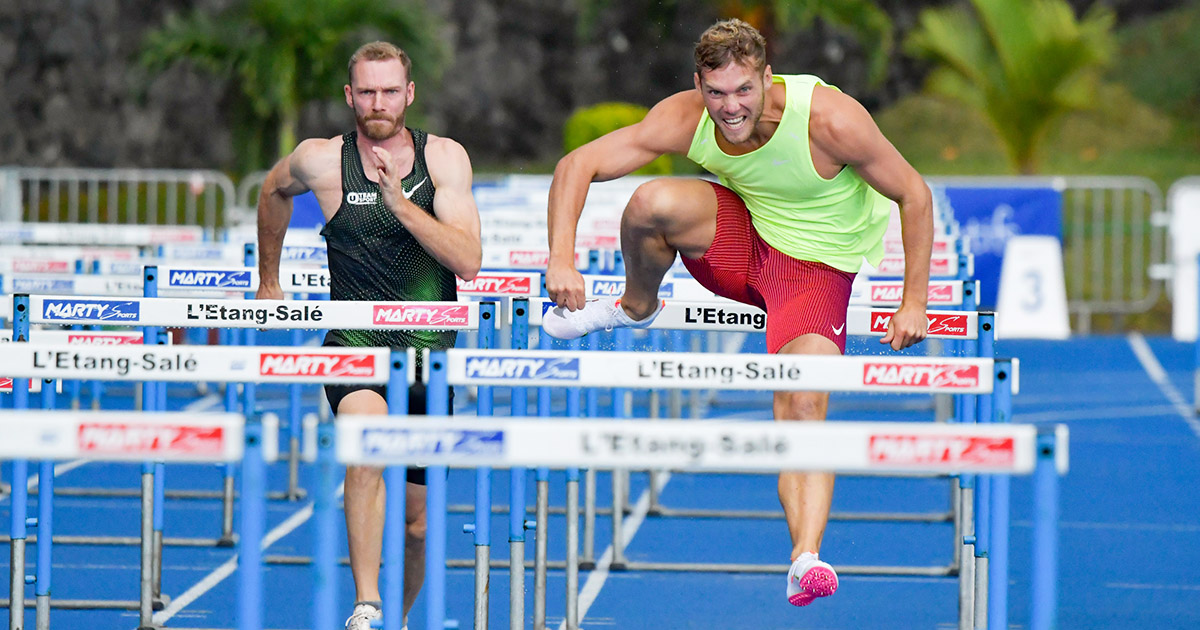 Le recordman du monde du décathlon Kevin Mayer a pris part au 110 m haies et au lancer du javelot du Meeting d'athlétisme de la Réunion ce samedi.