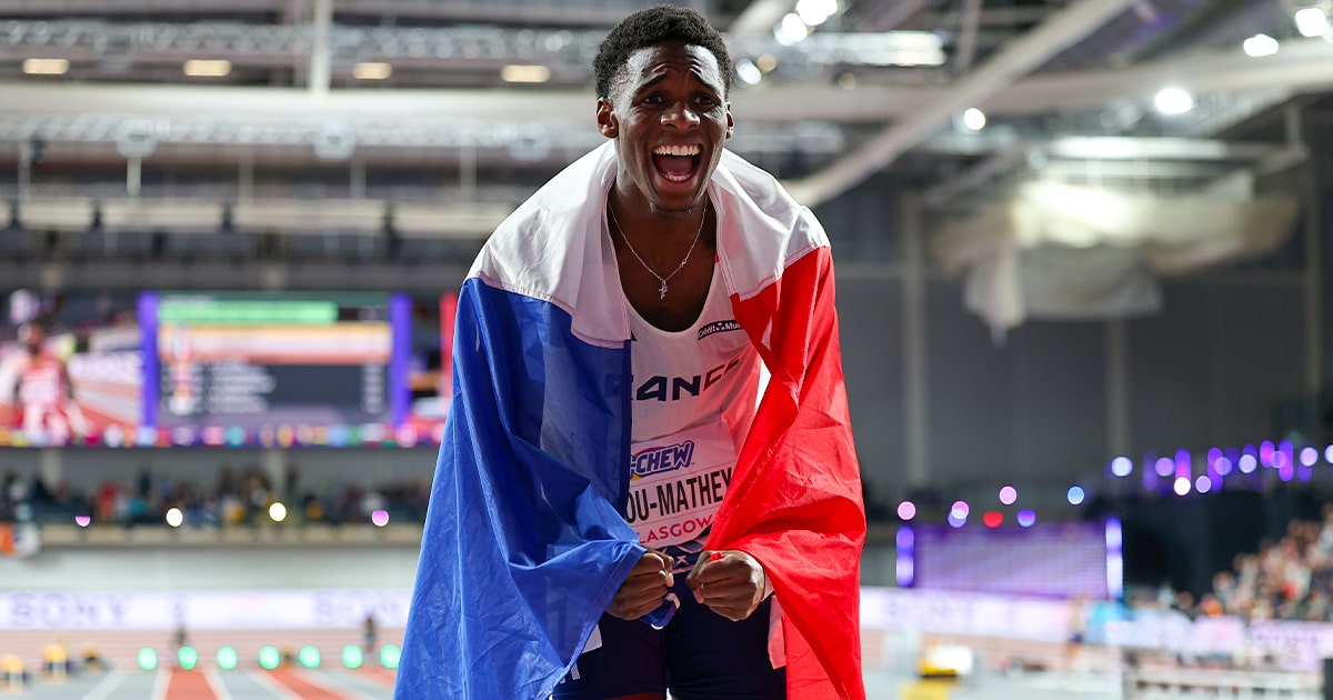 Just Kwaou-Mathey a décroché la médaille de bronze sur 60 m haies aux Championnats du monde en salle d'athlétisme 2024 de Glasgow.