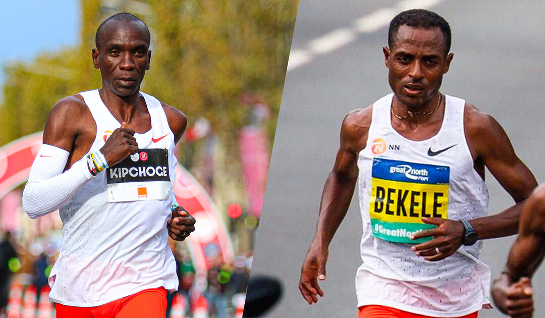 JO Paris 2024 : Les légendes de la course à pied Eliud Kipchoge et Kenenisa Bekele au départ du marathon le 10 août