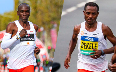 JO Paris 2024 : Les légendes de la course à pied Eliud Kipchoge et Kenenisa Bekele au départ du marathon le 10 août