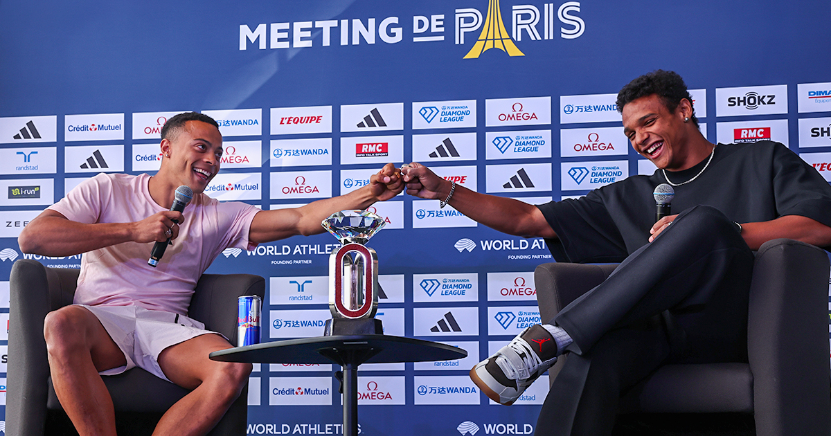 Conférence de presse du Meeting de Paris 2024 avec Armand Duplantis, Gabriel Tual, Sasha Zhoya, Thibaut Collet ou encore Renaud Lavillenie.