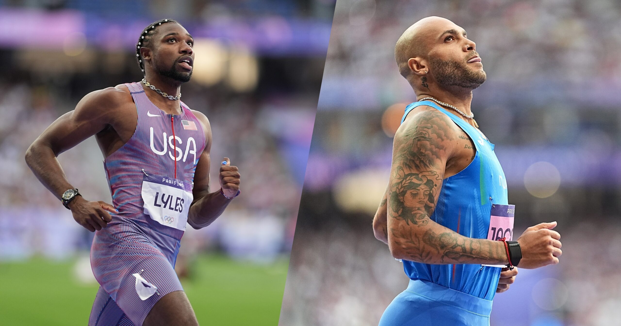 Noah Lyles et Marcell Jacobs se préparent à s’affronter pour le titre sur l'épreuve reine du 100 m aux Jeux olympiques de Paris 2024.