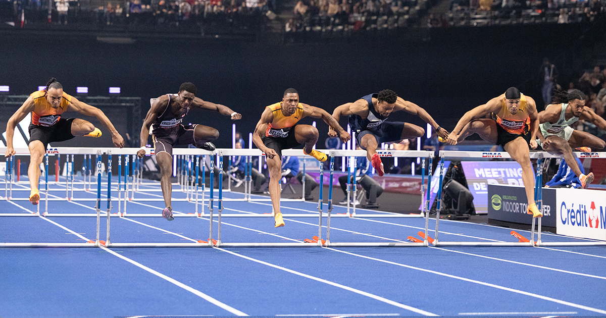 Wilhem Belocian et Just Kwaou-Mathey ont remporté ex aequo le 60 m haies du Meeting de Paris Indoor à l'Accor Arena ce dimanche 9 février.