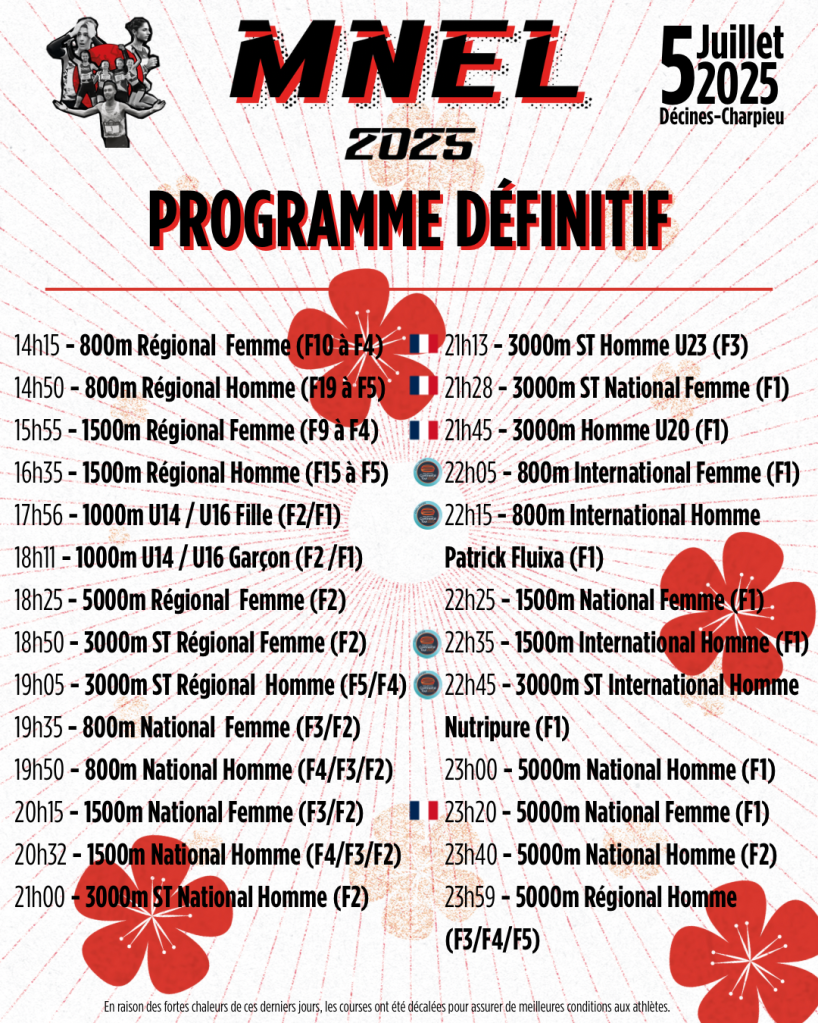 Meeting National de l'Est Lyonnais programme 2025 athlétisme