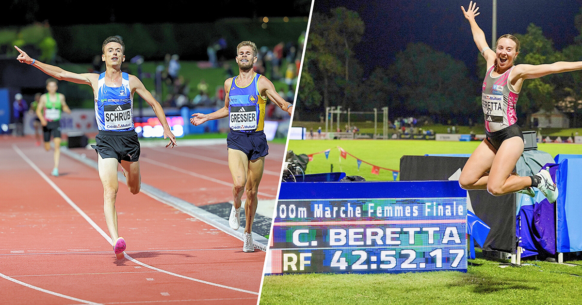 Yann Schrub a remporté un 5000 m de légende et Clémence Beretta s'est offert un nouveau record de France sur 10 000 m marche à Talence.
