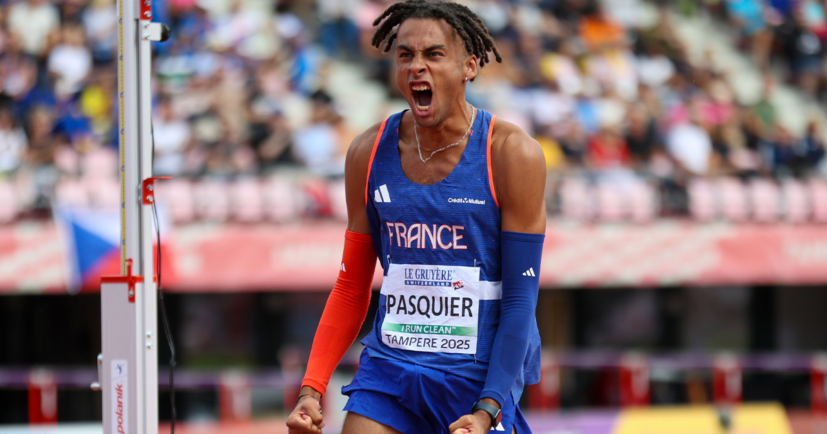 Elijah Pasquier est sacré champion d'Europe juniors avec 2,25 m au saut en hauteur, nouveau record de France dans la catégorie à Tampere.
