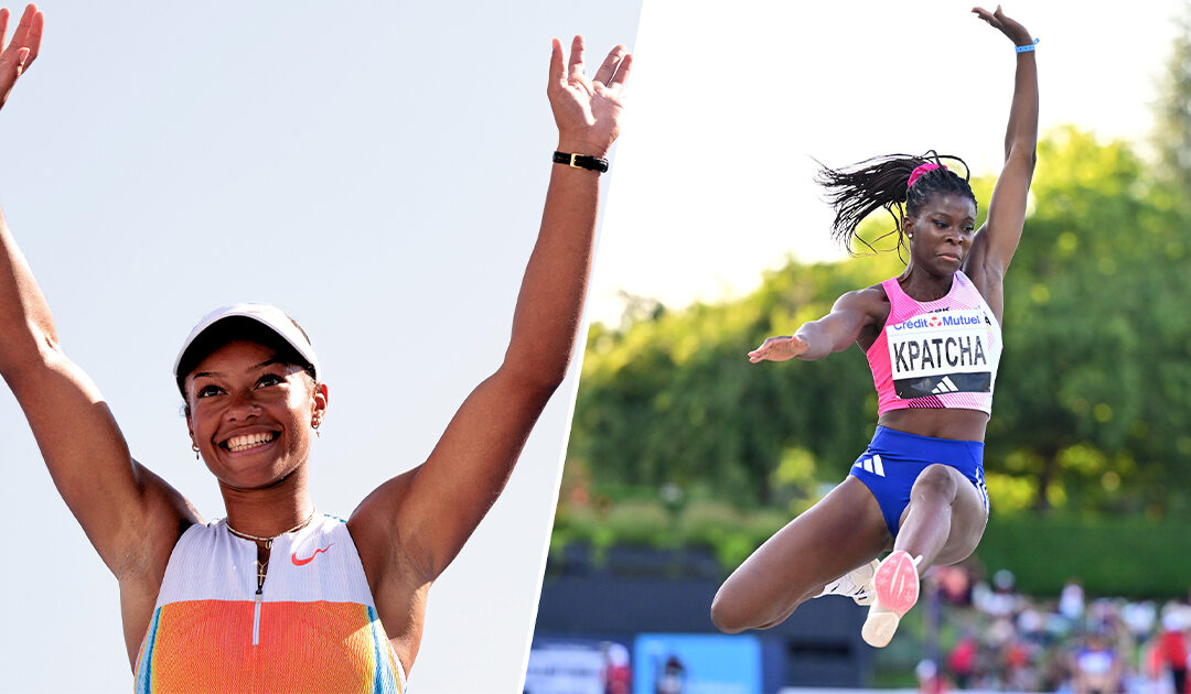 Meeting Diamond League de Chorzow : Marie-Julie Bonnin haut et Hilary Kpatcha loin