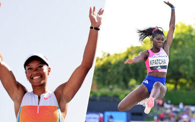 Meeting Diamond League de Chorzow : Marie-Julie Bonnin haut et Hilary Kpatcha loin