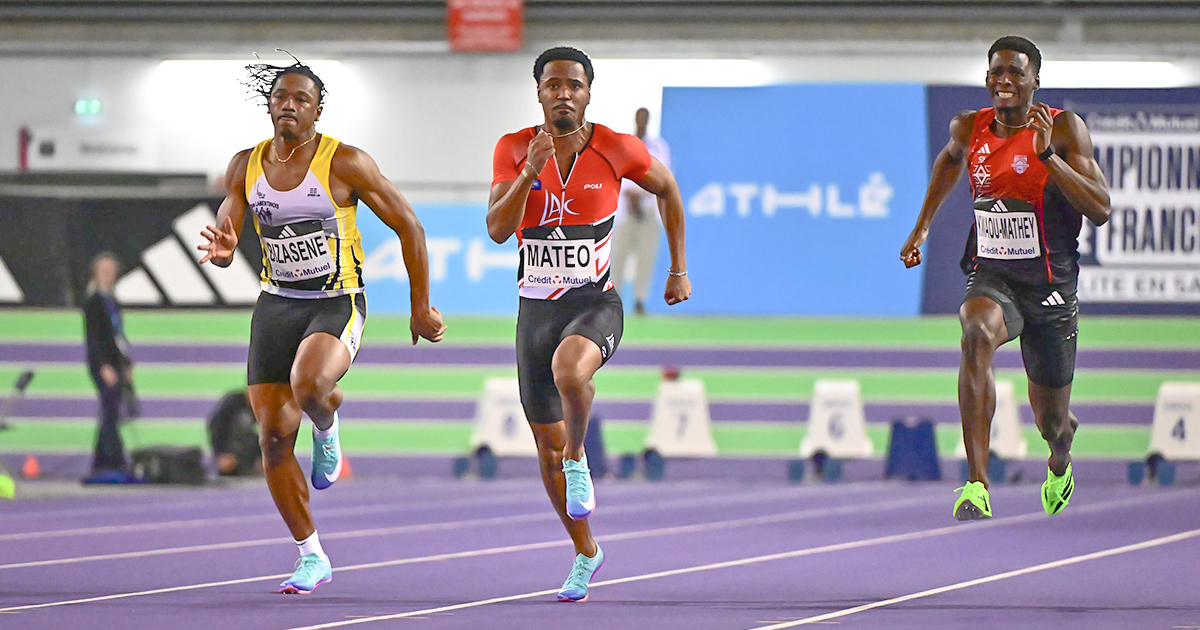 Championnats de France Elite en salle Pablo Mateo athlétisme 2026 résultats Pablo Mateo a illuminé la première journée des Championnats de France Elite en salle à Aubière en dominant le 60 m en 6"54.