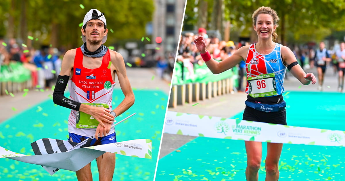 Florian Caro et Marie Lohéac-Bouchard remportent le Marathon Vert de Rennes 2026, marqué par un record de participation.